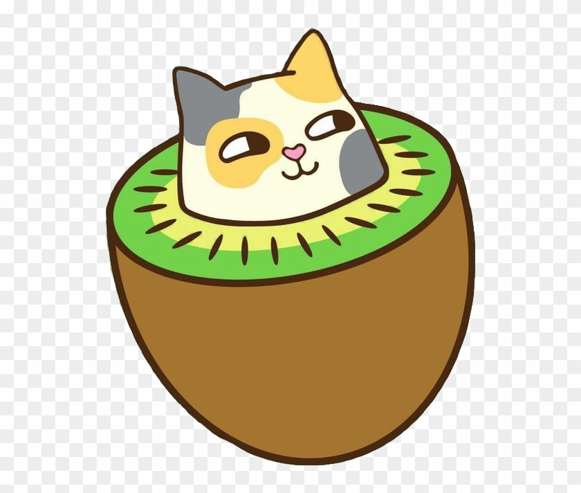 Sticker Cat Fruit Kiwi Kawaii Catfruit Happycat Happy - Kiwi Kawaii #265642
