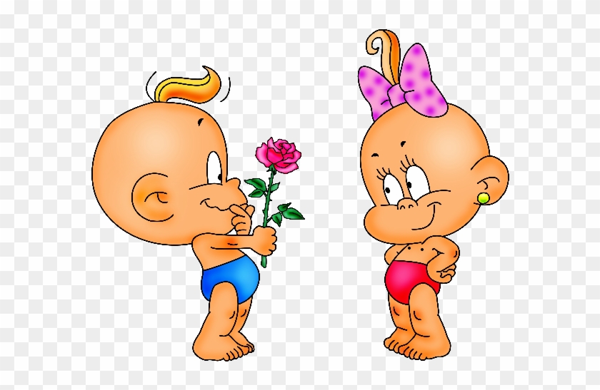Cute Baby With Flowers Cartoon Clip Art Images Are - Drawing #265851