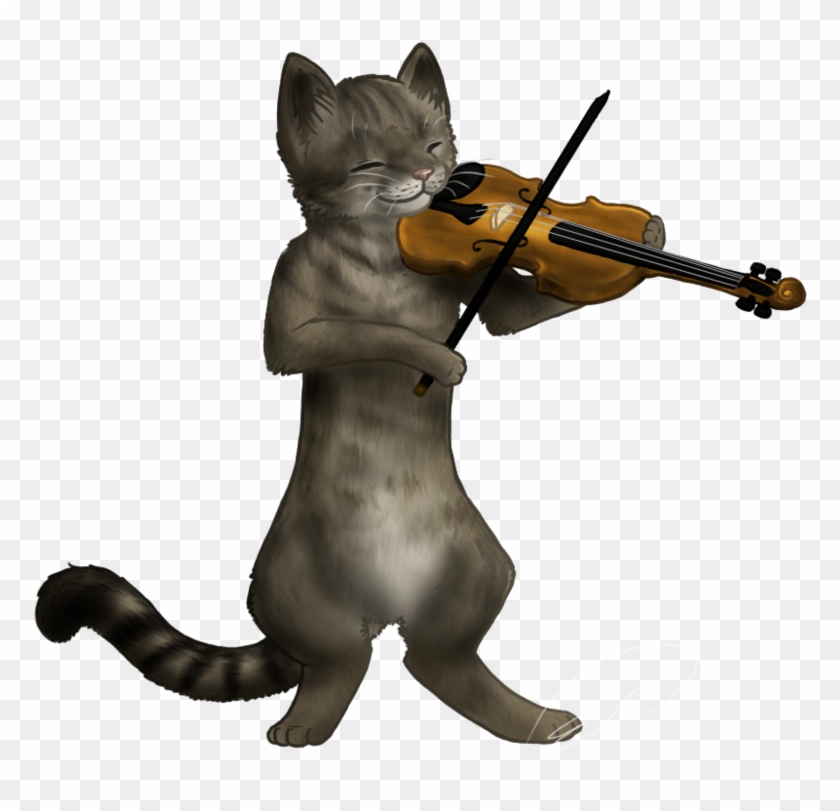 Cat Fiddle Violin Clip Art - Figurine #265865