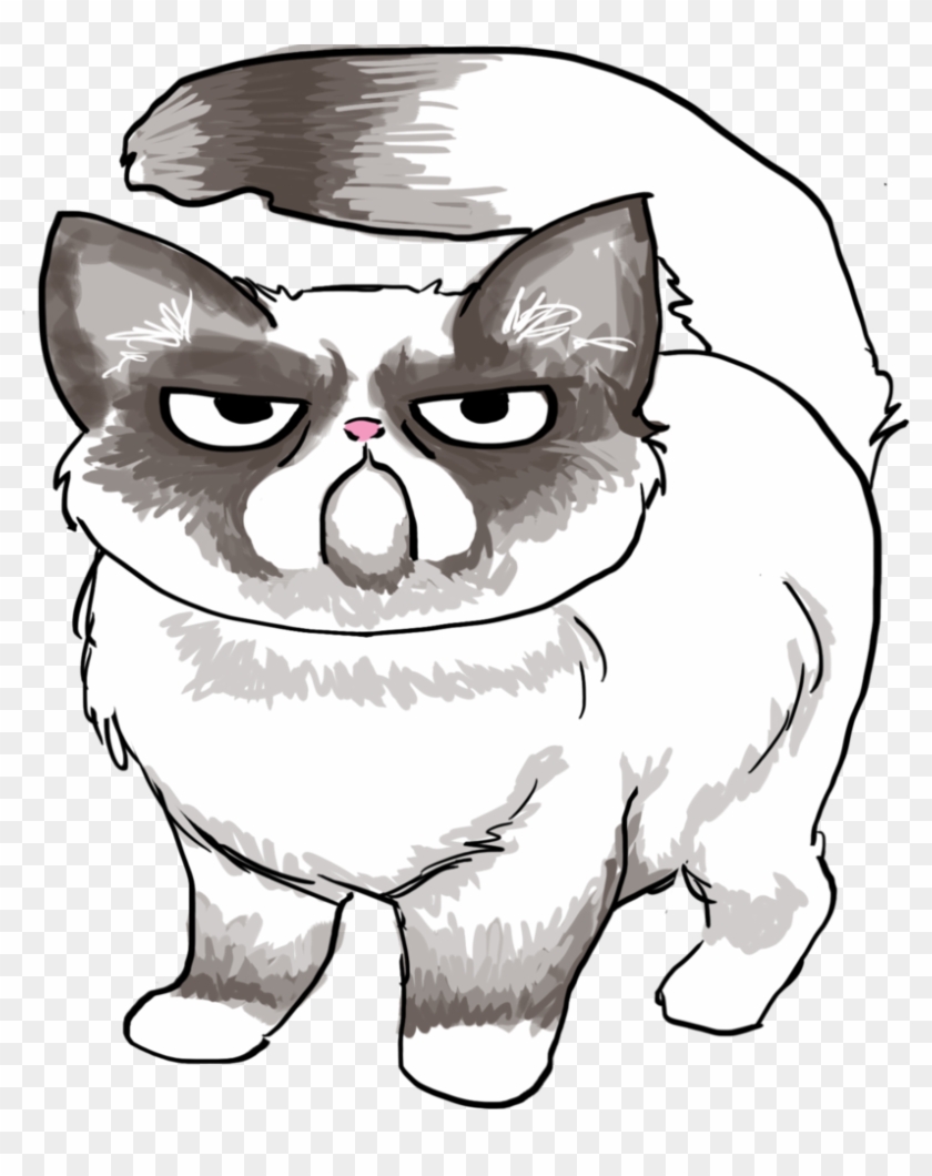Drawn Grumpy Cat Easy Draw - Drawing Of Grumpy Cat #266011
