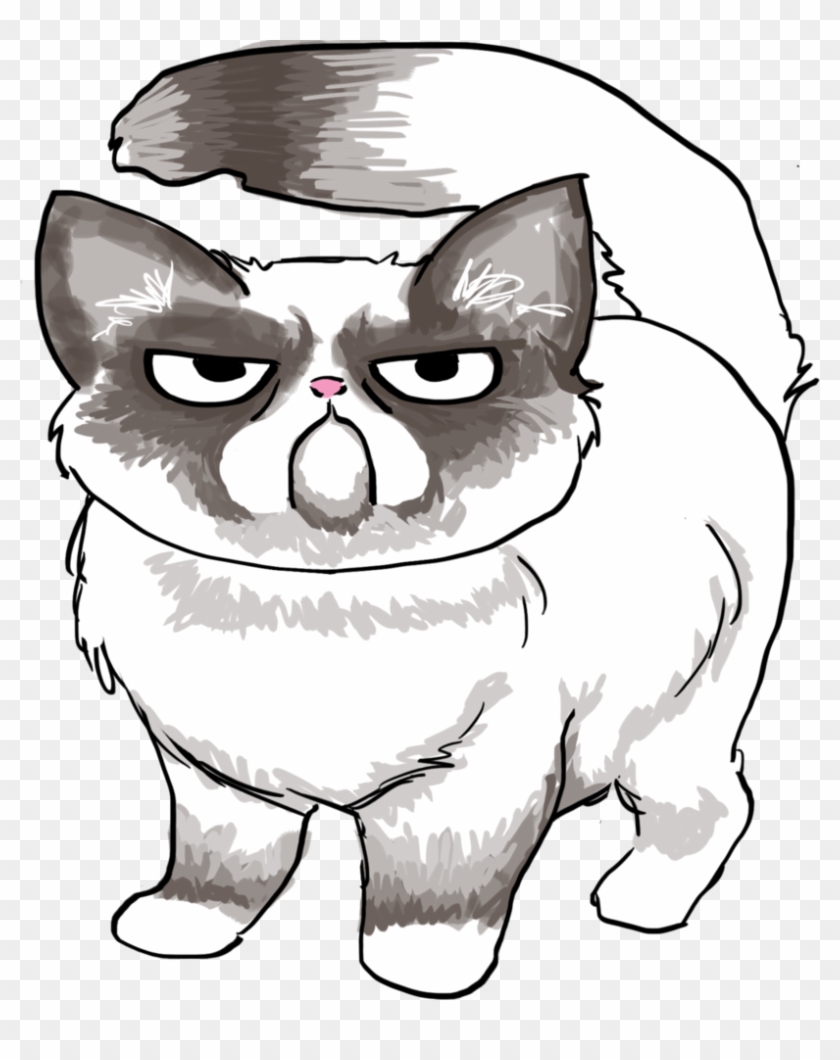 Easy How to Draw Grumpy Cat Tutorial, Grumpy Cat Coloring Page