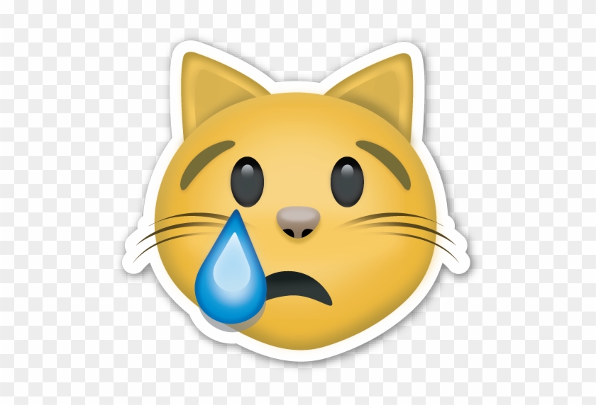 Crying Cat Face - Emoji Cat Stickers Transparent #266076