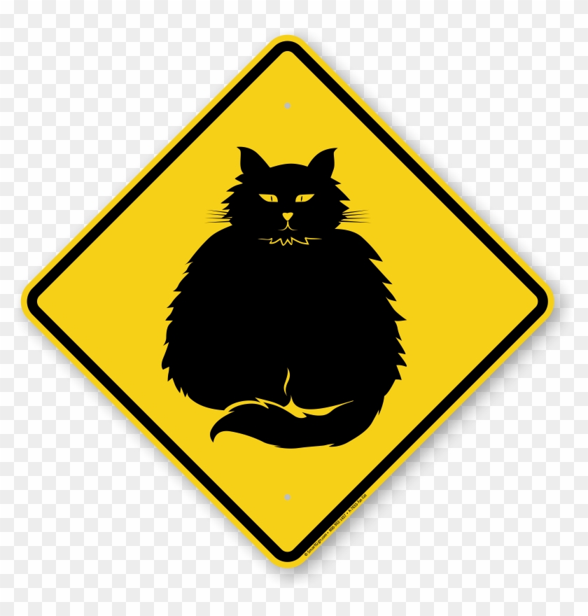 Fat-cat Symbol Guard Cat Sign - Winding Right Road Signs #266093