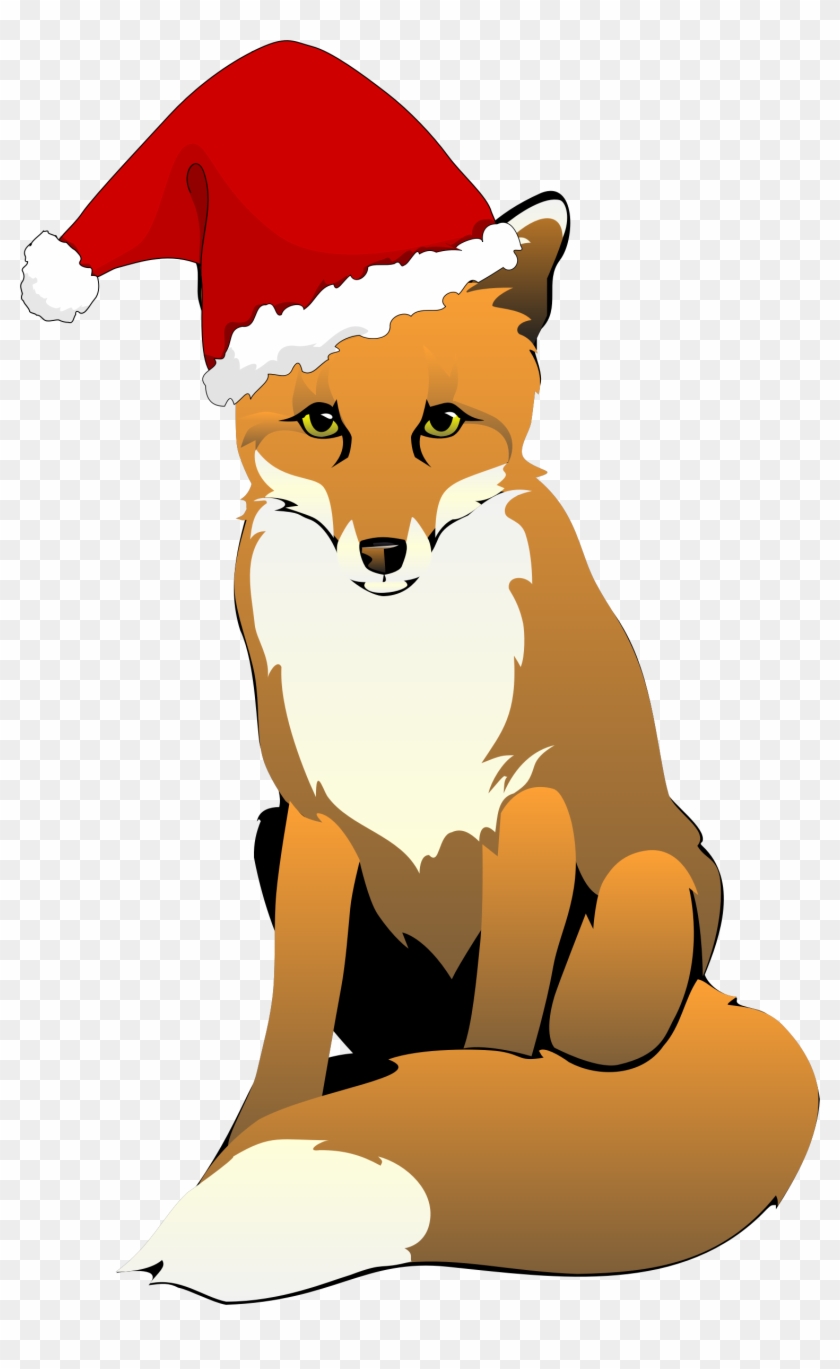 Fox Clipart Royalty Free - Fox With Santa Hat #266156