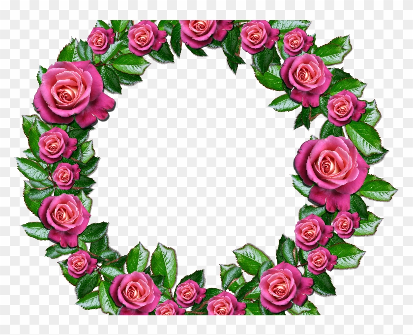Floral Wreath Png With Pink Roses And Leafs - Roses Wreath Png #266474