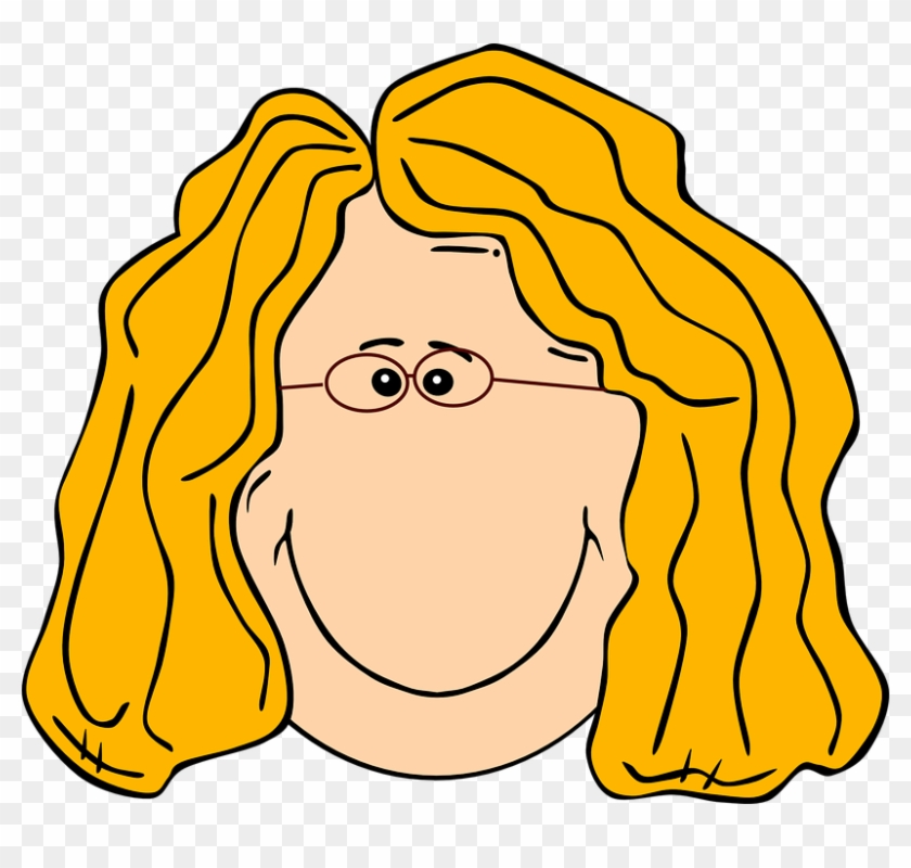Smiling Blond Lady With Long Hair Clip Art At Vector - Boy With Long Hair Clipart #266528