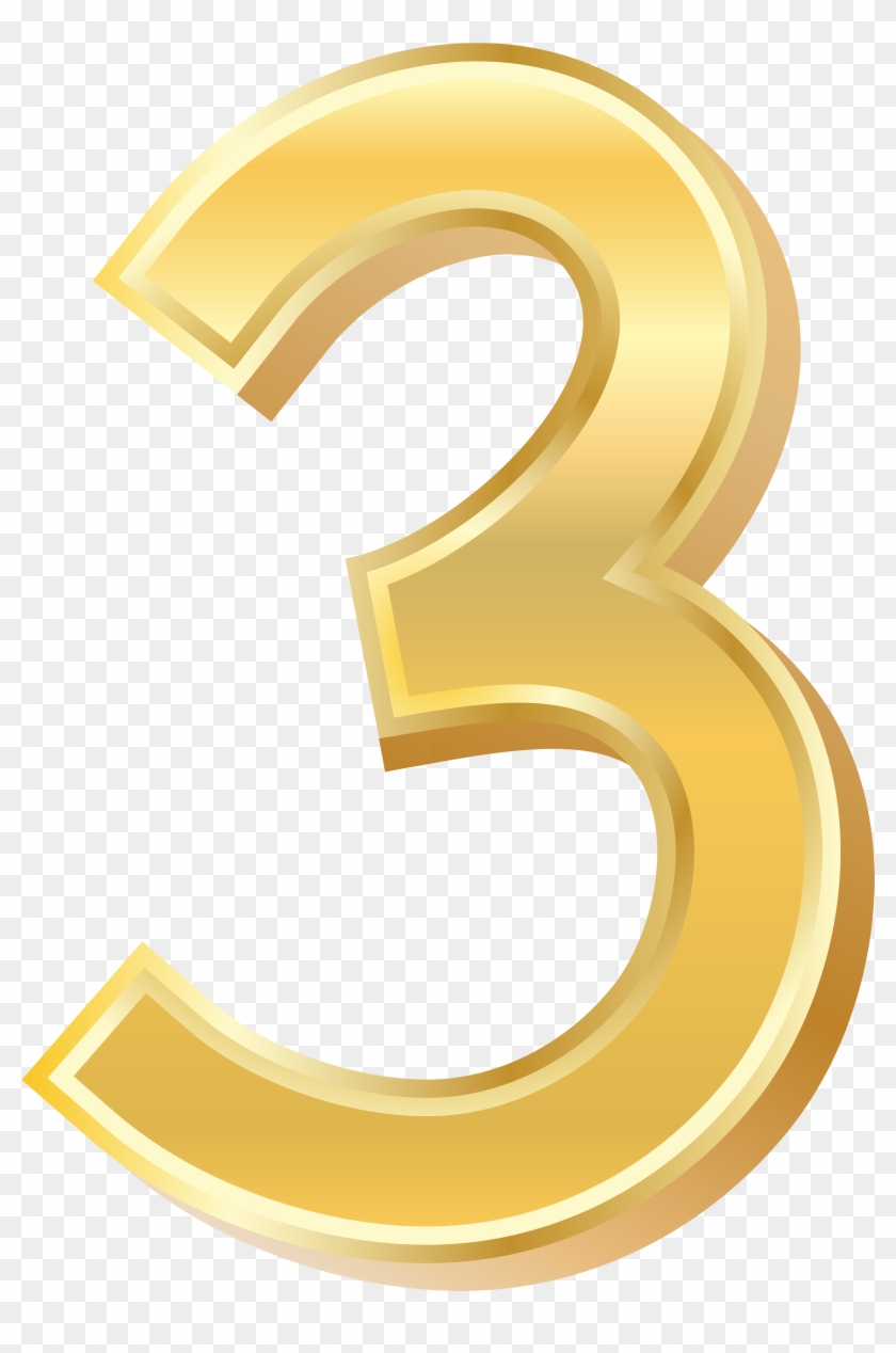 Gold Style Number Three Png Clip Art Image - Number #266584