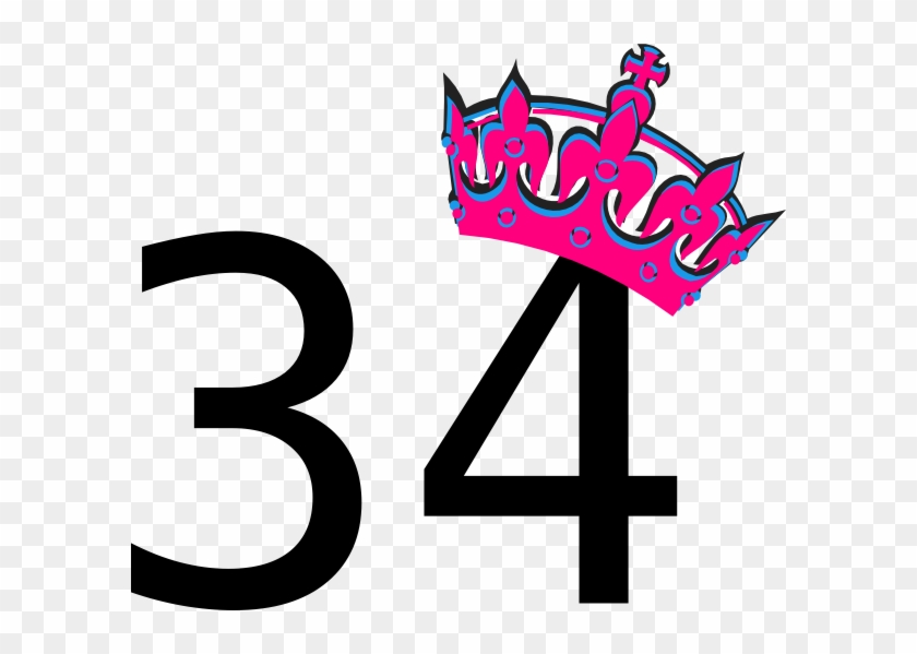 Pink Tilted Tiara And Number 34 Svg Clip Arts 600 X - Happy Birthday To Me 39 #266726
