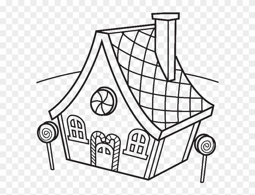 Gingerbread House To Color Pic - Lollipops Coloring Pages #266838