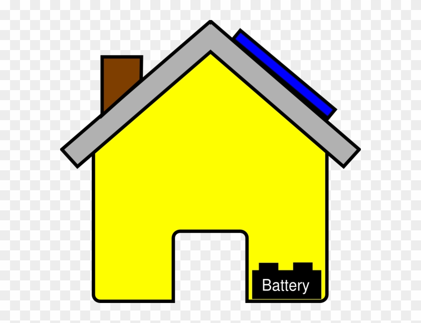 Yellow House With Solar Panel And Battery Clip Art - Battery House #267224