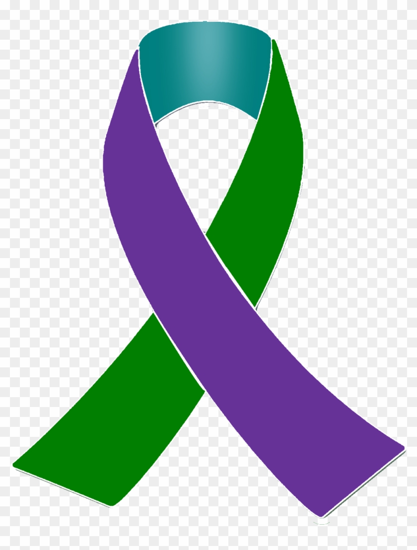 Purple, Teal And Green Awareness Ribbon - Purple, Teal And Green Awareness Ribbon #1759875