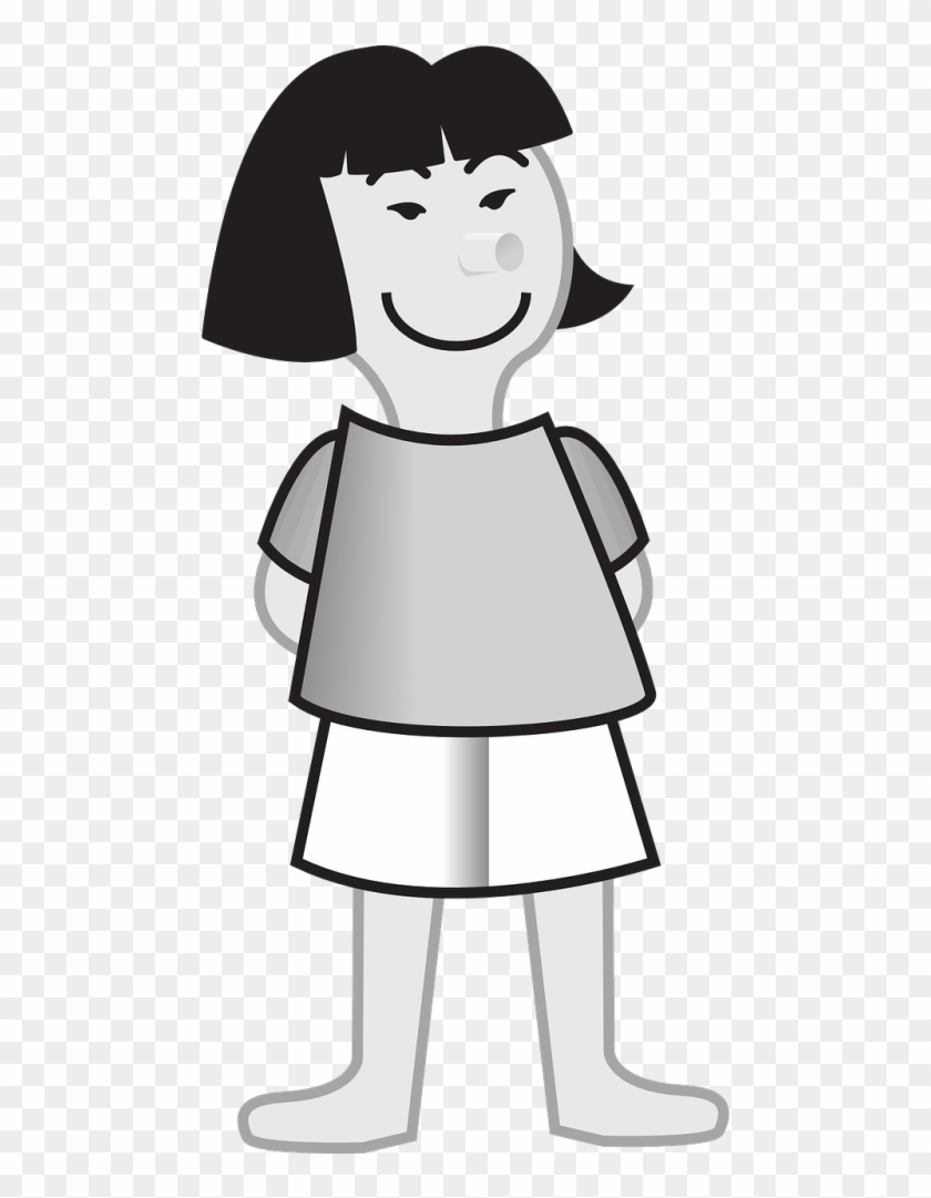 Vector Graphics - Black And White School Girl Clipart #1759927