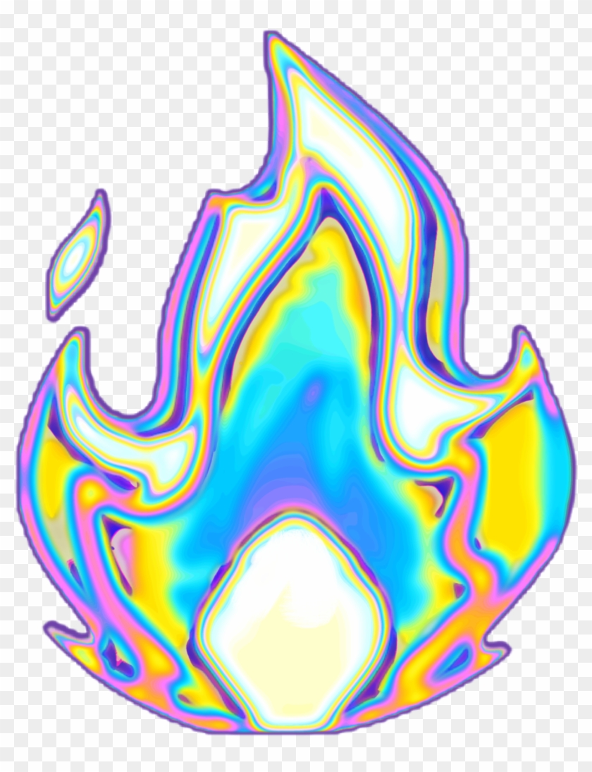 Fire Emoji Holographic Sticker Dinaaaaaah Transparent - Fire Emoji Holographic Sticker Dinaaaaaah Transparent #1760011