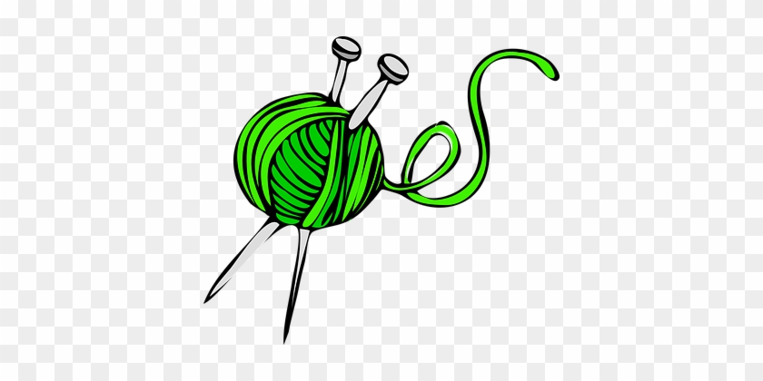 Knitting, Yarn, Needles, Ball, Green - Yarn Clip Art #1760065