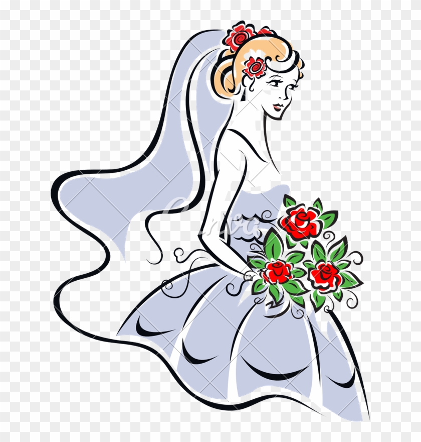 Bride Outline Curve Stroke Style - Bride #1760540