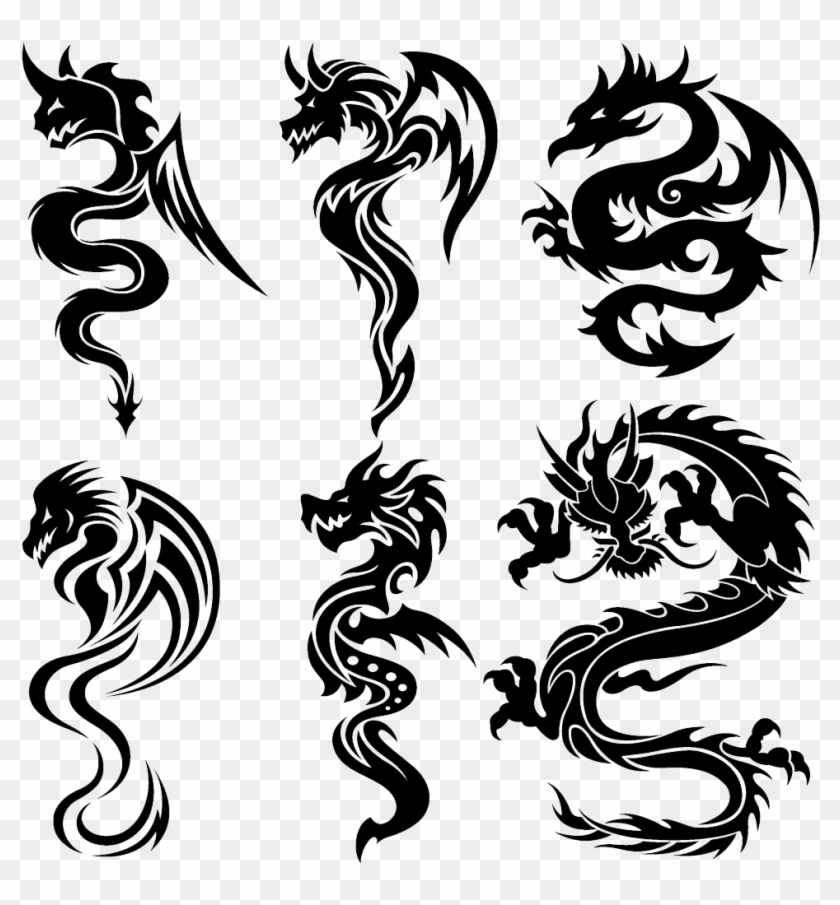 Tattoo Vector Tribe Chinese Dragon Free Clipart Hd - Tatuagem De Dragao Simples #1760541