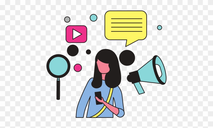 Woman With Mobile Social Media Icons - Woman With Mobile Social Media Icons #1760690