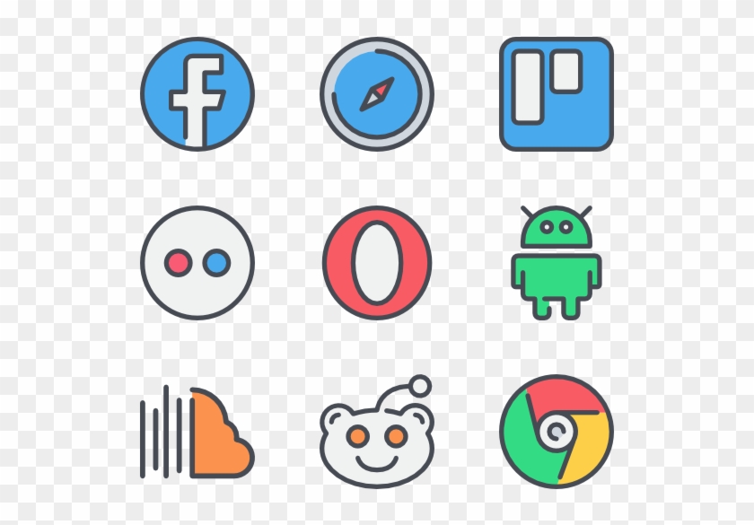 Flat Social Media Icons - Social Media Flat Icon Png #1760696