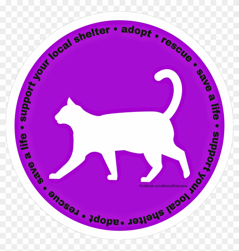 Text Around The Circle Reads "support Your Local Shelter - Cat White Silhouette Png #1760712