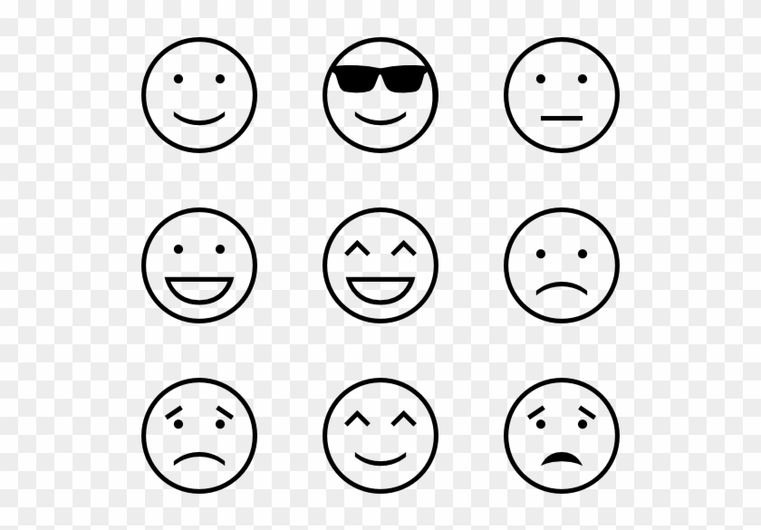 Hawcons Emoji Stroke - Emoticons Black And White Png #1760751
