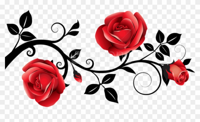 Free Png Download Red And Black Decorative Roses Clipart - Black And Red Rose Border #1761747