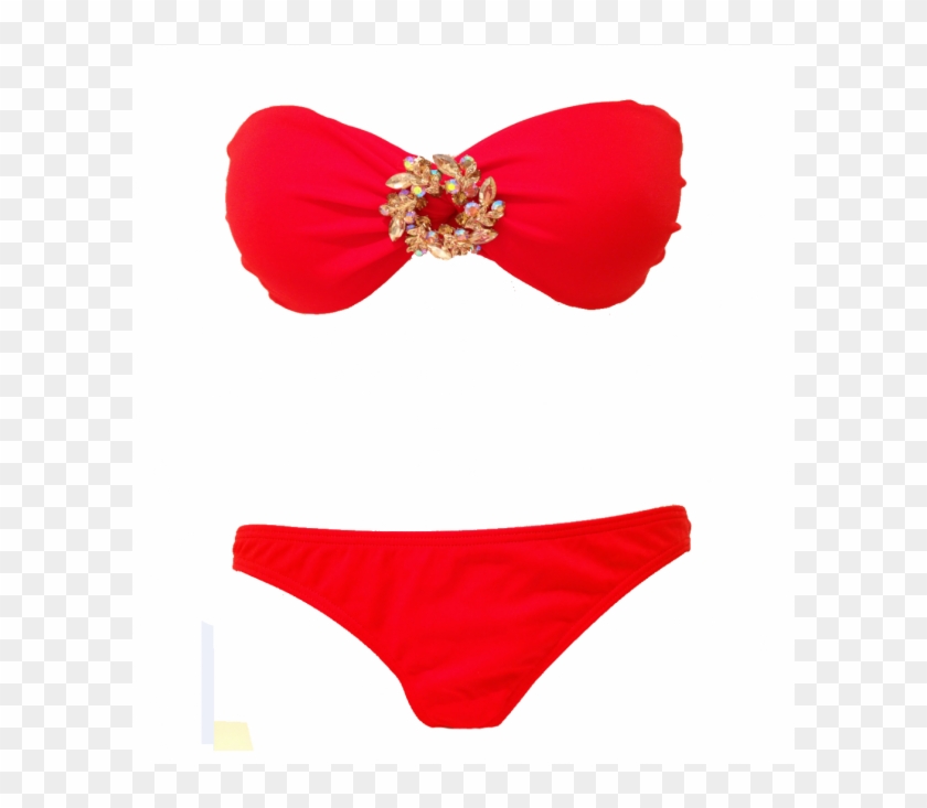 Circle Crystal Bikini - Red Bikini With Gold #1761904