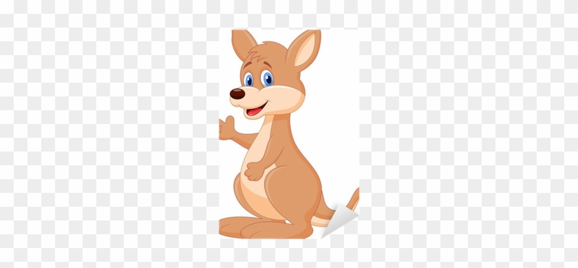 Sevimli Kanguru Karikatür Sallayarak Eli Çıkartması - Cute Cartoon Kangaroo #1762123