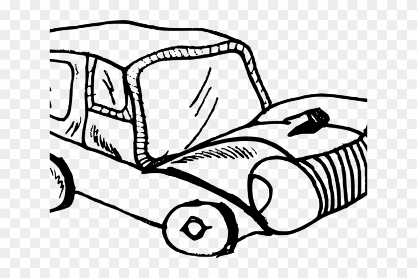 Classic Car Clipart Clip Art - Black And White Cartoon Car #1762315