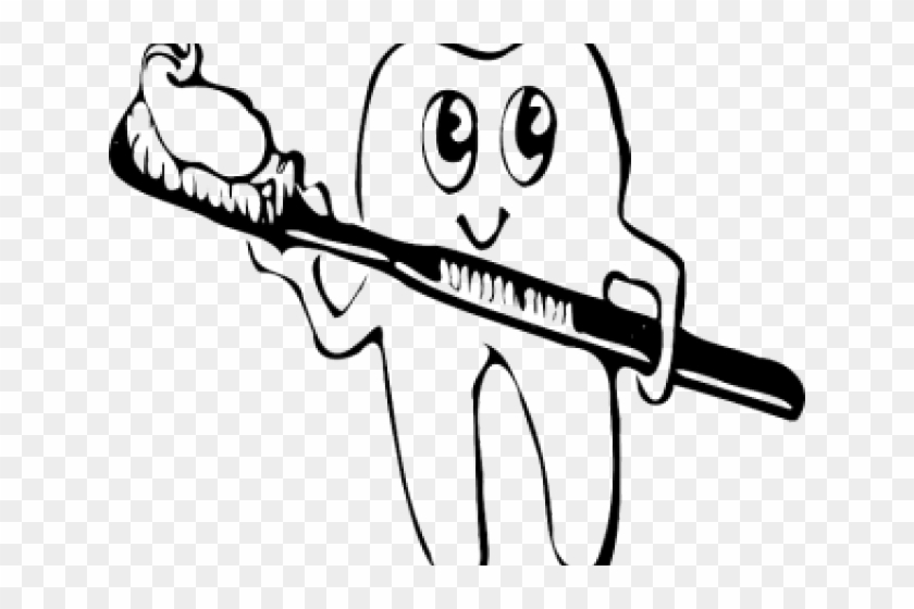 Toothbrush Clipart Dental Problem - Brush Teeth Clipart Black And White #1763630