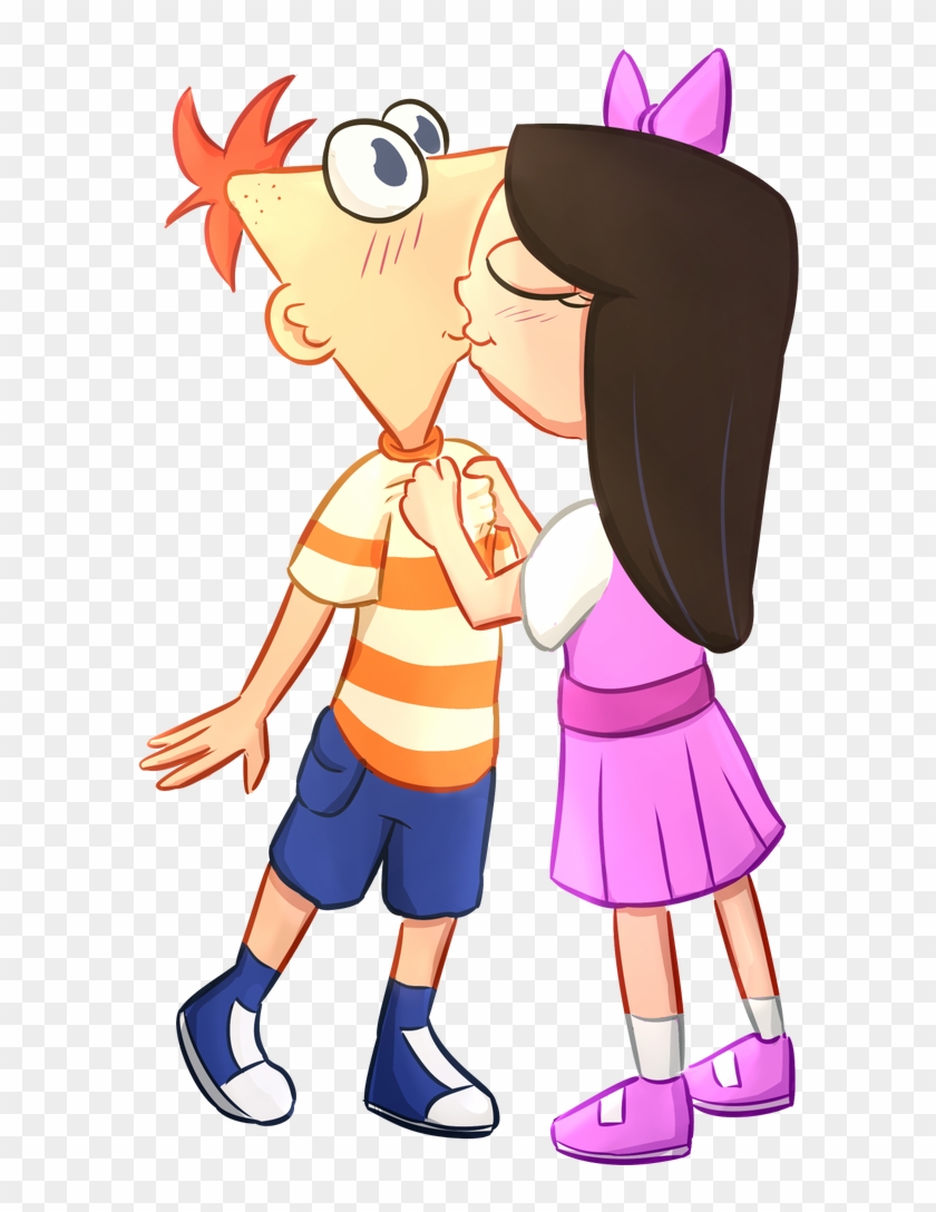 Phineas And Isabella By Foxhatart - Isabella Kissing Phineas A Lot #1763675...