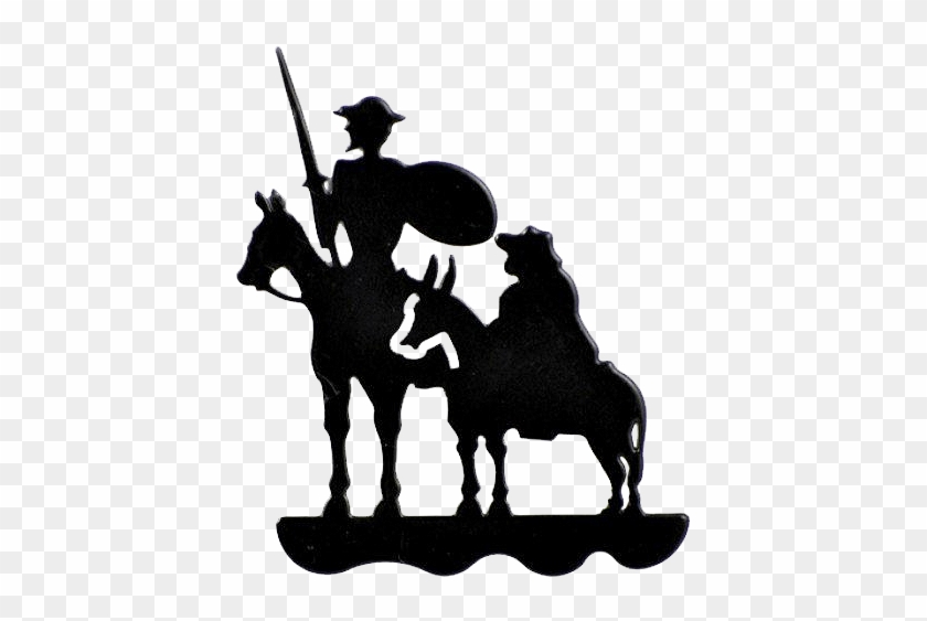Silueta De Perfil De Don Quijote Y Sancho Panza Con - Silueta De Don Quijote Y Sancho #1764502