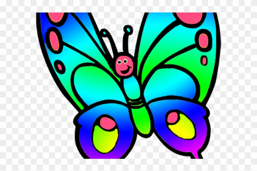 Rainbow Butterfly Clipart Color Full - Flying Butterfly Clip Art #1765742