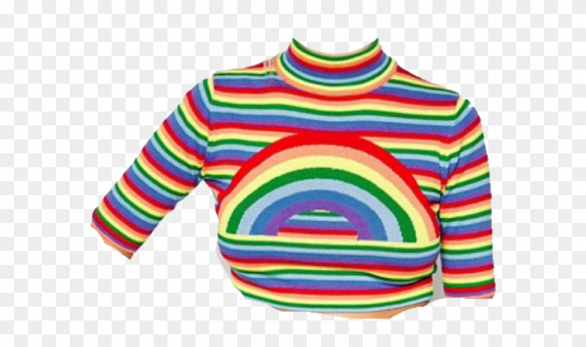 Unif High Neck Otr Rainbow Festival Crop Top - Unif High Neck Otr Rainbow Festival Crop Top #1770674