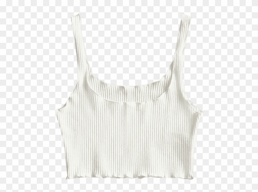 Ribbed Fitted Crop Tank Top White - Ribbed Fitted Crop Tank Top White #1770690