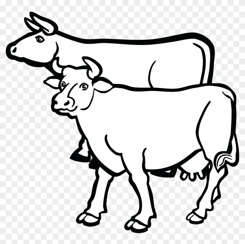 Free Clipart Of A Pair Of Cows - Clip Art Black And White Pair Animals #267985