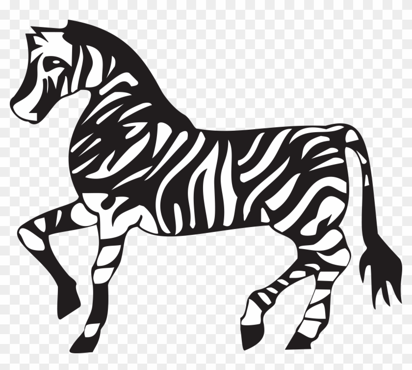 Free Clipart Of A Black And White Walking Zebra - Black And White Clipart Of Animals Walking #268229