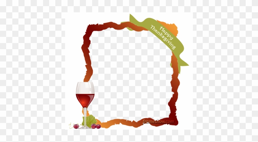 Happy Thanksgiving Photo Frame - Wine Glass Vector #268503