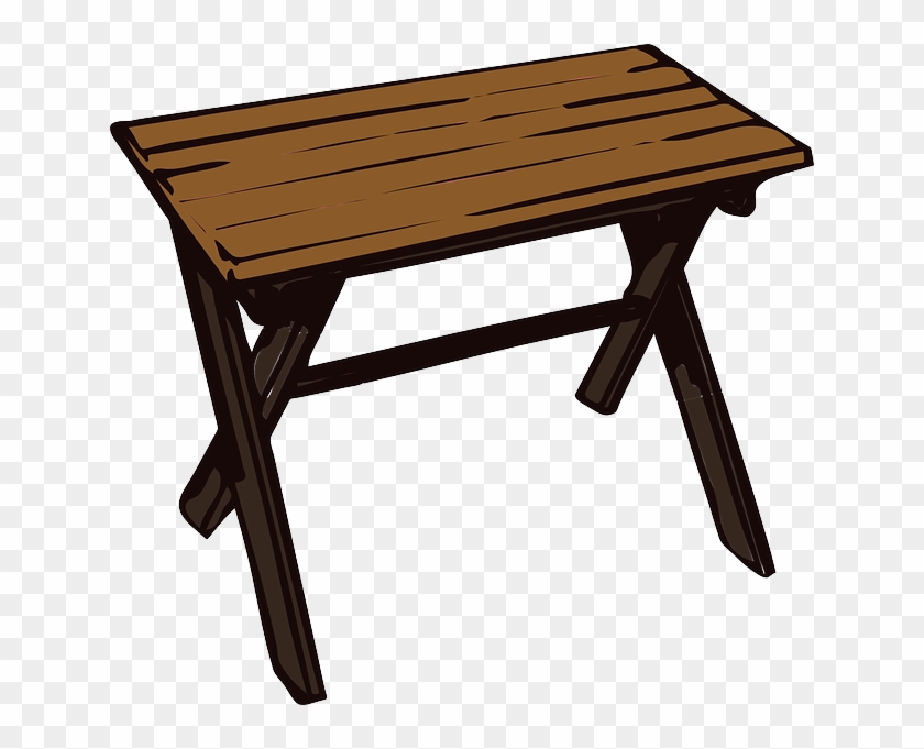 Small, Under, Wooden, Table, Chair, Cartoon, Free - Wooden Table Clipart #269147