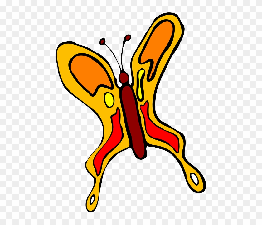 Big Orange Butterfly Drawing - Farfalla Stilizzata #269342