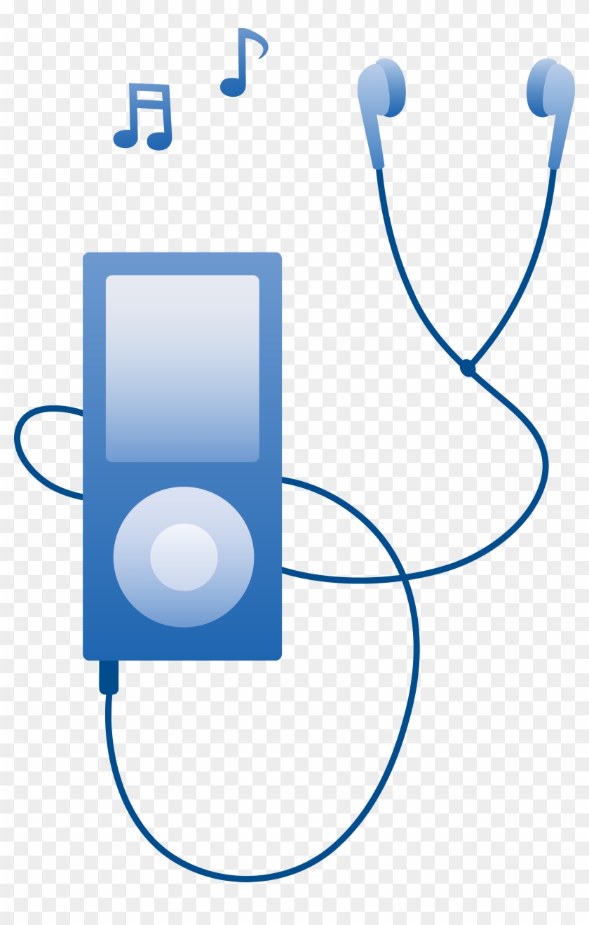Blue Mp3 Player Playing Music - Mp 3 Player Clipart Black And White #269411