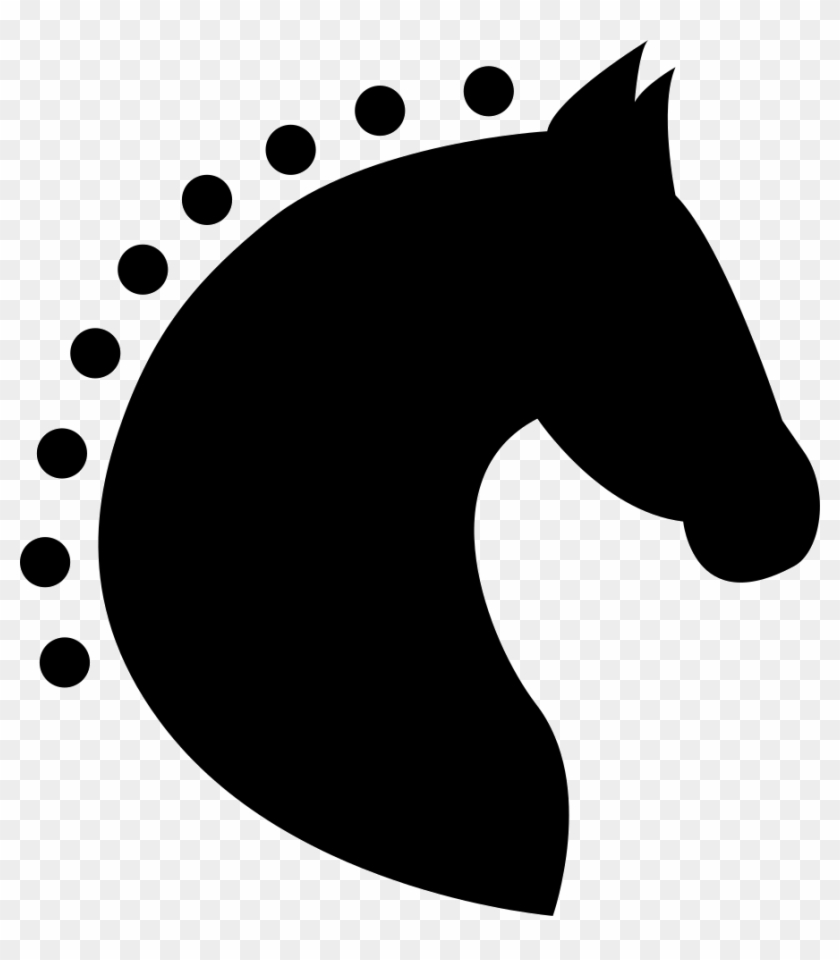 Head Horse Silhouette Side View With Horsehair Of Dots - Horse Silhouette #269665