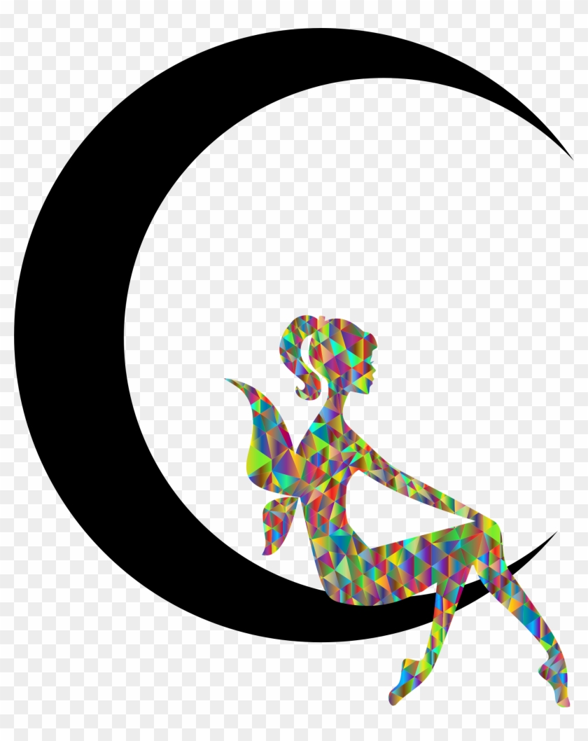 Low Poly Fairy Relaxing On The Crescent Moon - Low Poly Fairy Relaxing On The Crescent Moon #269670