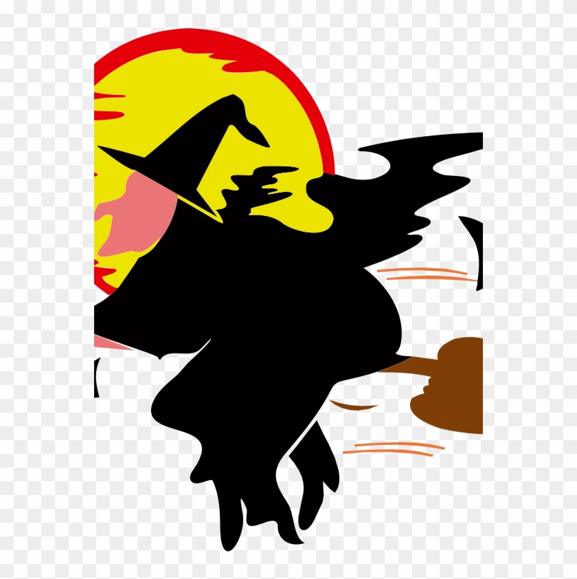 Witch Over Harvest Moon Clip Art - Car Stickers Flying Witch Sticker #269713