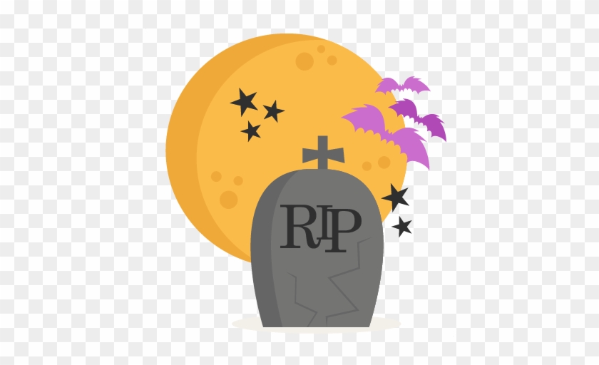 Tombstone With Moon Svg Scrapbook Cut File Cute Clipart - Cute Tombstone Clip Art #269753