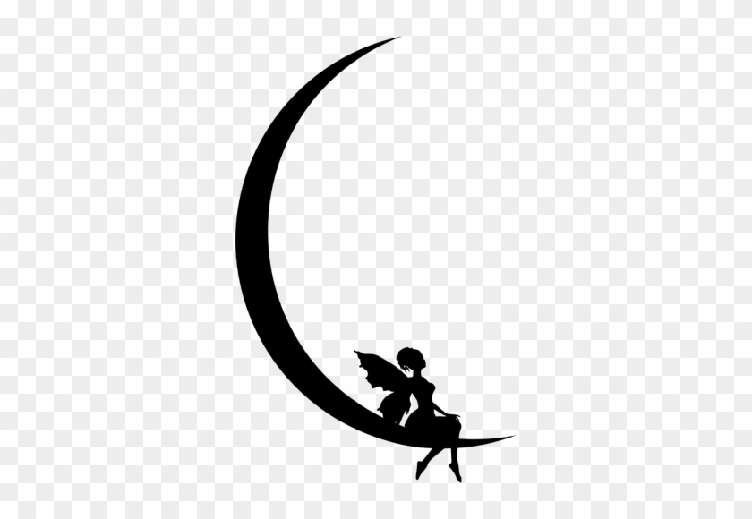 Fairy Resting On Moon Public Domain Vectors - Fairy Silhouettes Transparent Png #269892