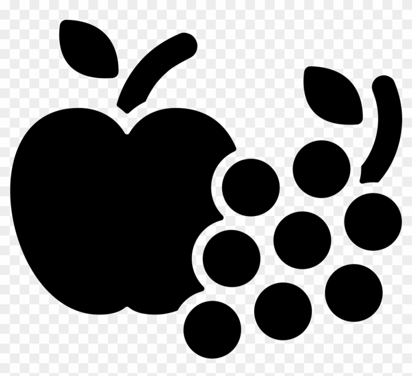 Apple And Grapes Vector - Black And White Fruit Icon #270119