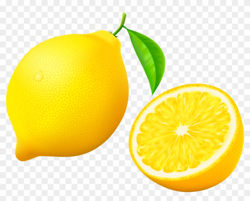 Lemon With Half And Flower On White Background [преобразованный] - Lemon  Clipart - Free Transparent PNG Clipart Images Download