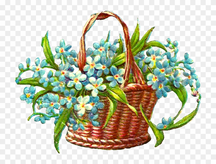 Wicker - Clipart - Basket Of Flowers Clipart Png #270227