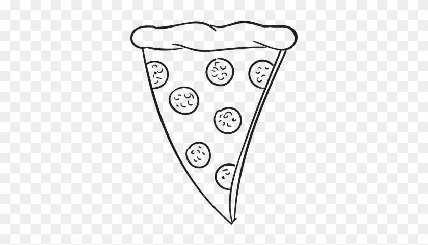 Pepperoni Pizza Clipart Black And White - Pizza Slice Drawing Png #270438