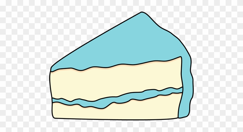 Slice Of White Cake With Blue Frosting - Slice Of Cake Clipart Blue #270679